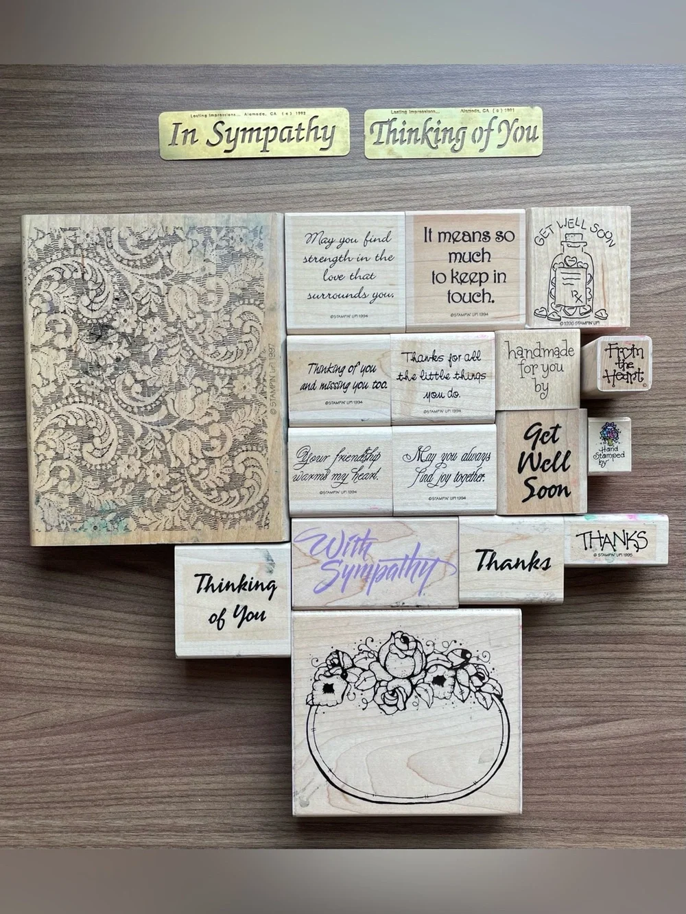 Vintage Mixed Wood Stamp Lot - Stampin Up Hero Arts Sympathy Comfort